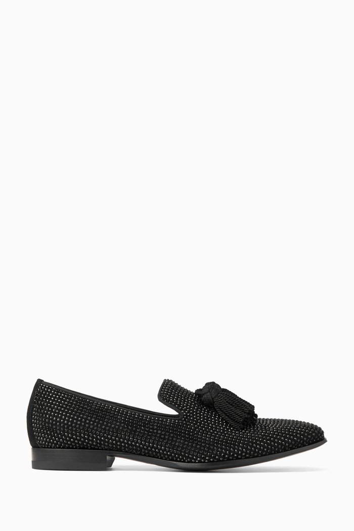 

Foxley Crystal-embellished Loafers in Suede, Black