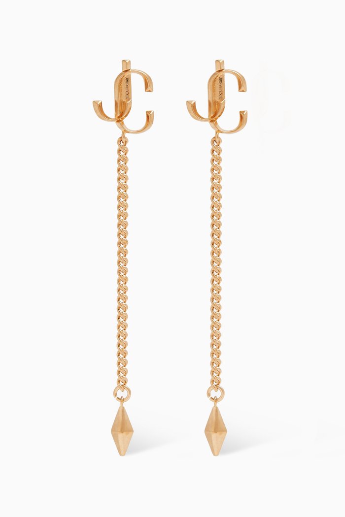 

Diamond JC Drop Earrings in Gold-finish Brass, Metallic
