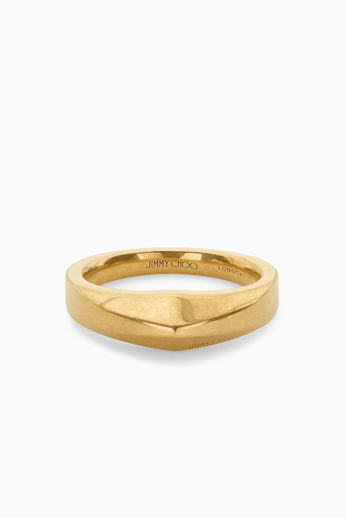 

Diamond Signet Ring in Gold-finish Brass, Metallic