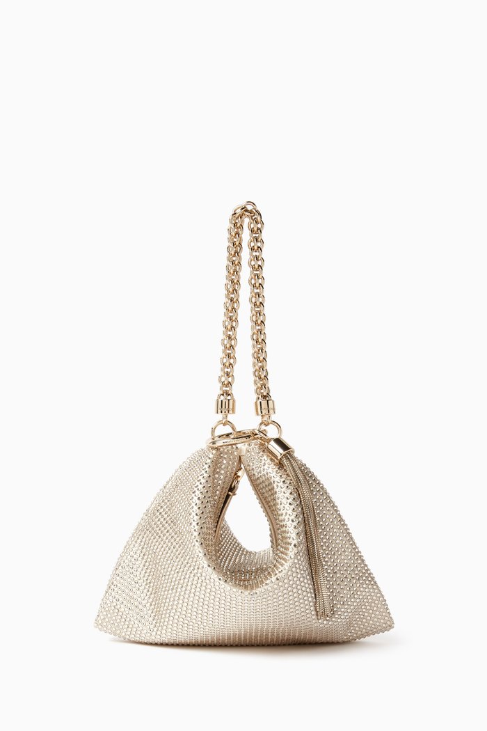 

Callie Crystal-hotfix Clutch Bag in Satin, Gold
