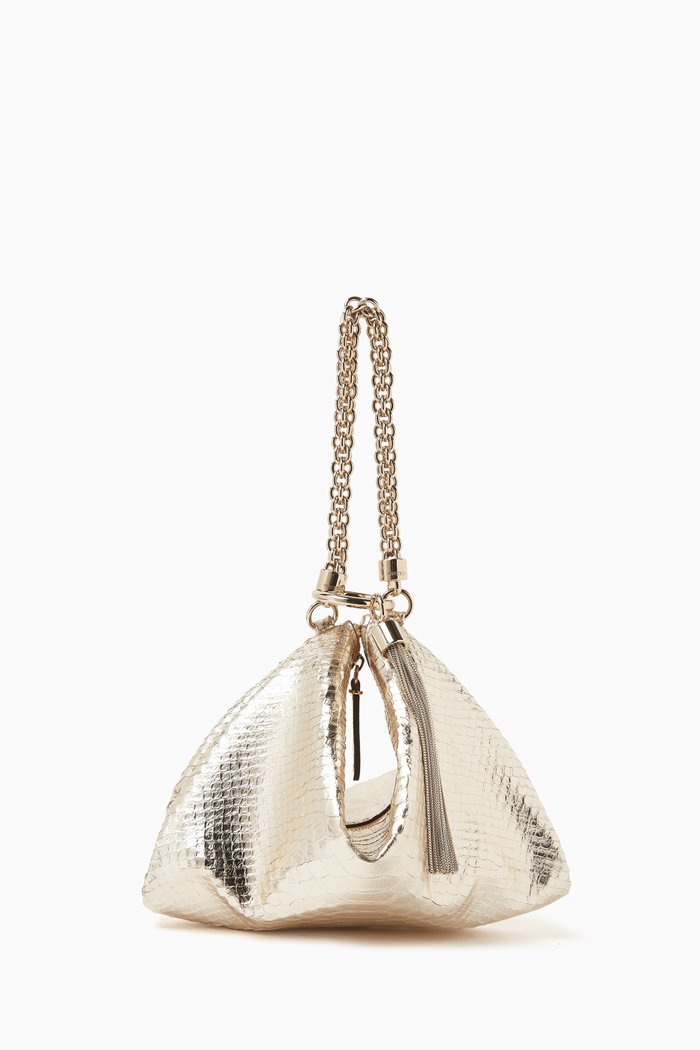 

Callie Clutch Bag in Metallic Snake-effect Leather, Gold