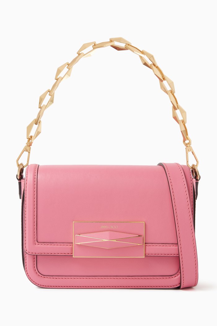 Diamond Crossbody Bag in Leather, Pink