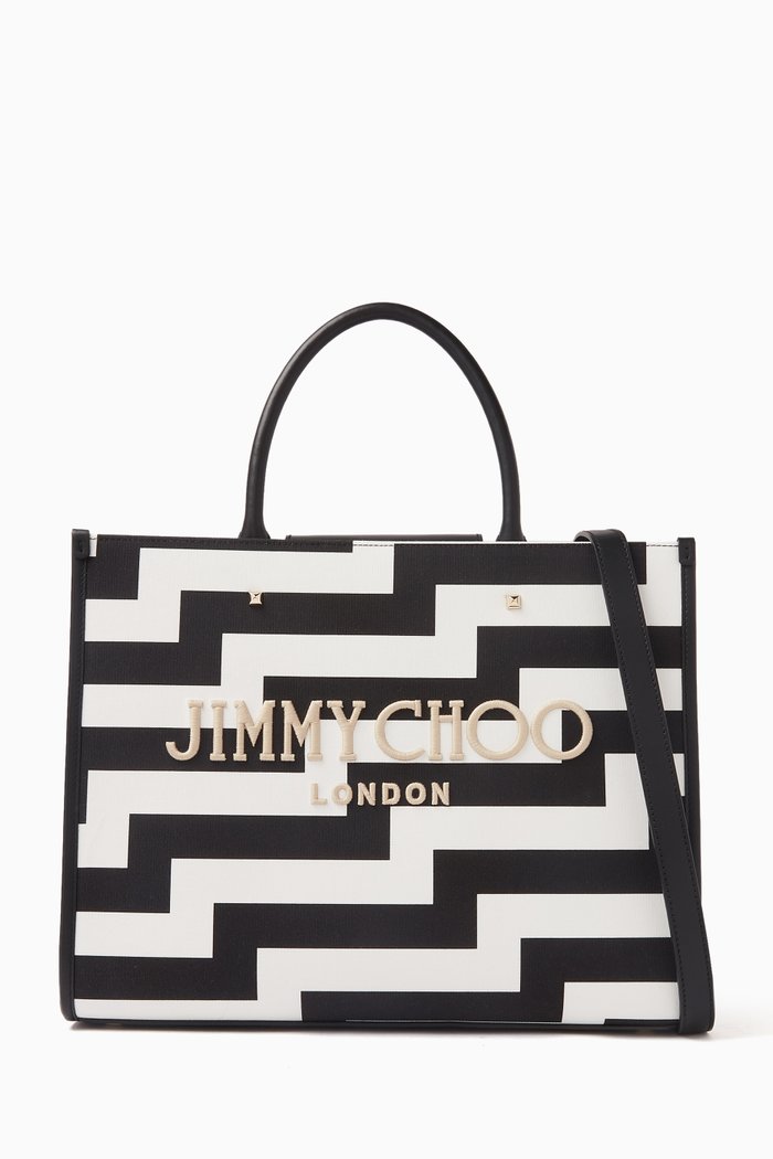 

Medium Avenue Tote Bag in Leather & Fabric, Black