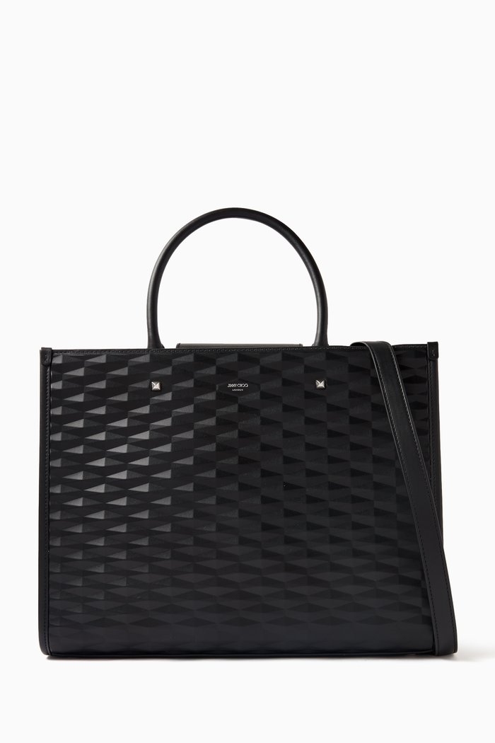 

Medium Avenue Tote Bag in Embossed Leather, Black