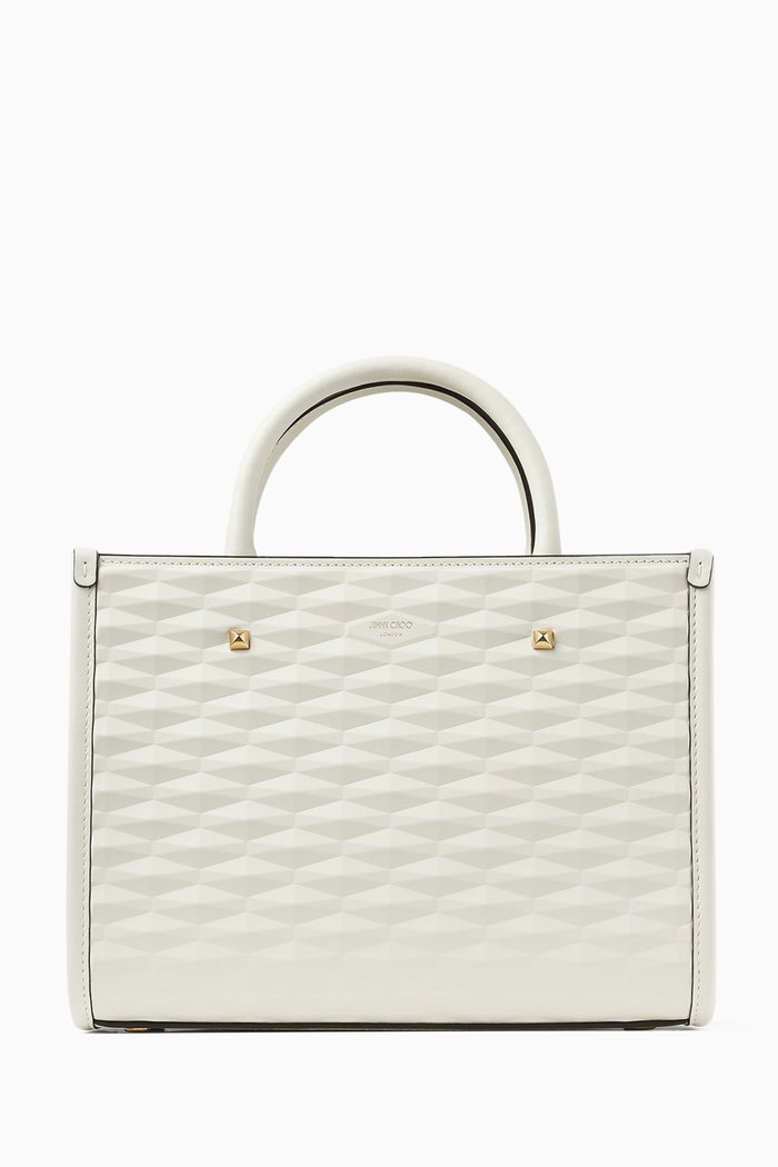 

Small Avenue Tote Bag in Embossed Leather, Gold