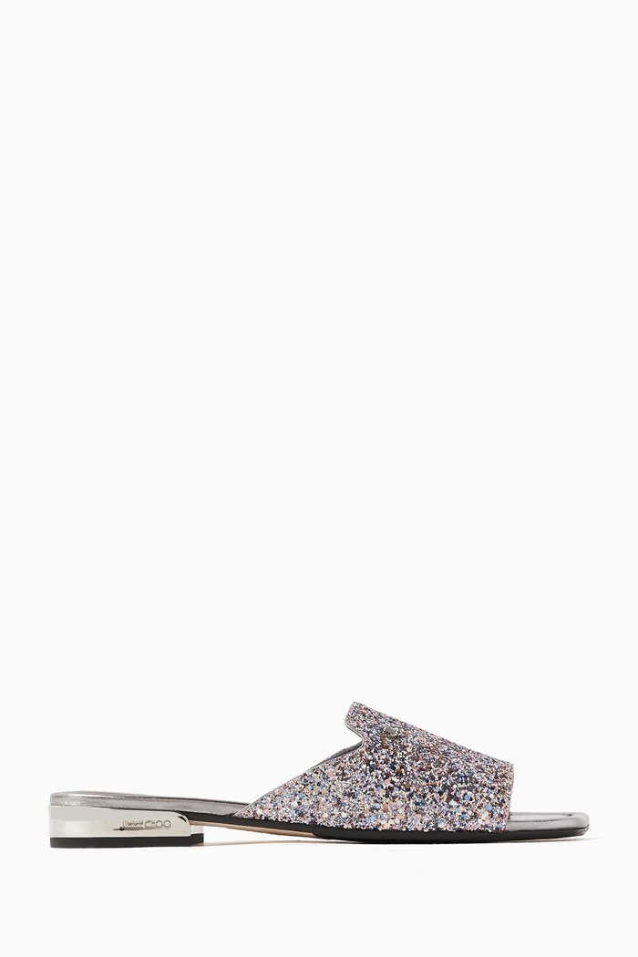 

Nako Flat Slides in Coarse Glitter, Multicolour