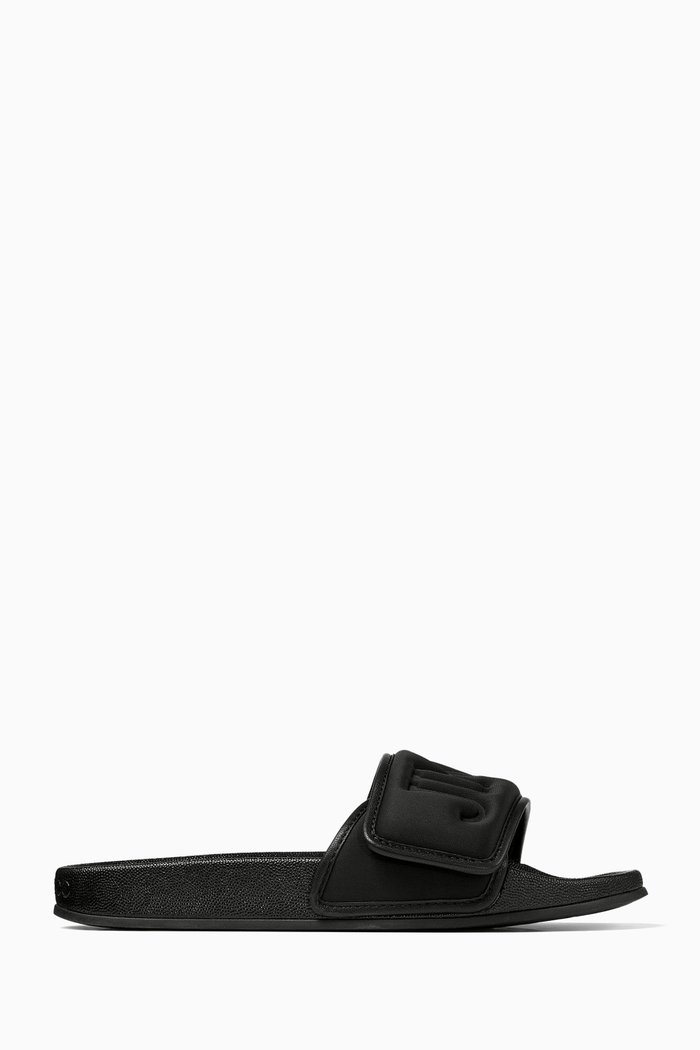Fitz Logo Slides in Lycra, Black