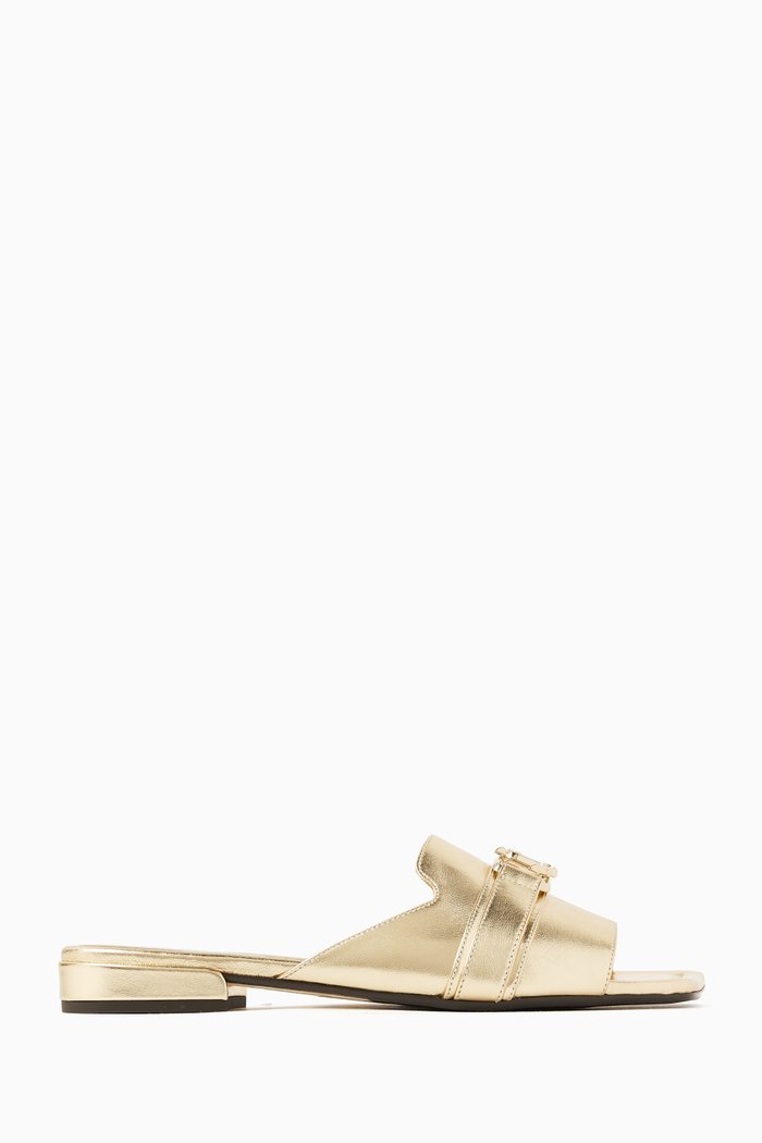 

Nako Flat Slides in Metallic Leather