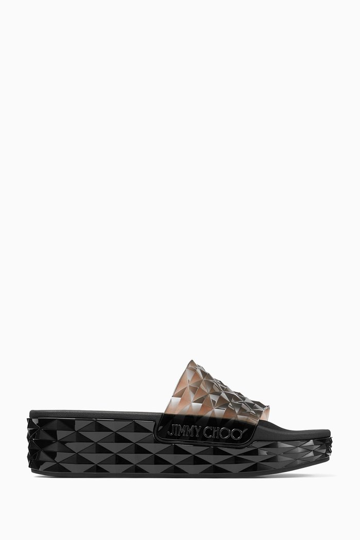 

Diamond Slide Sandals in Rubber, Black