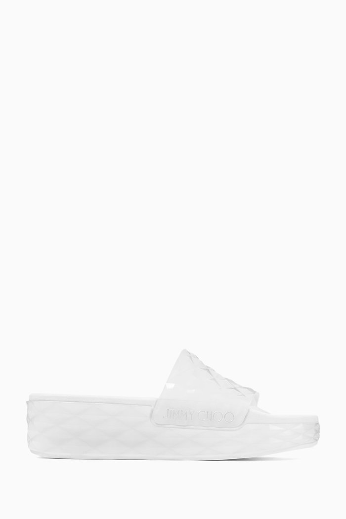 Diamond Slide/F Sandals in Rubber, White