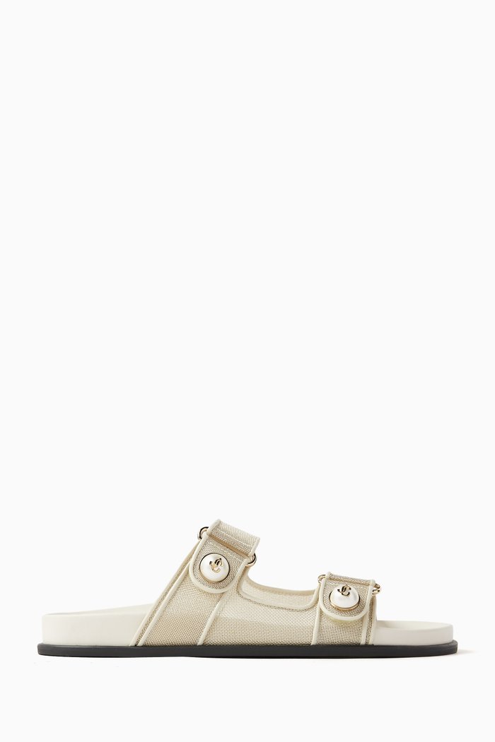 Fayence Pearl Sandals in Leather, Silver