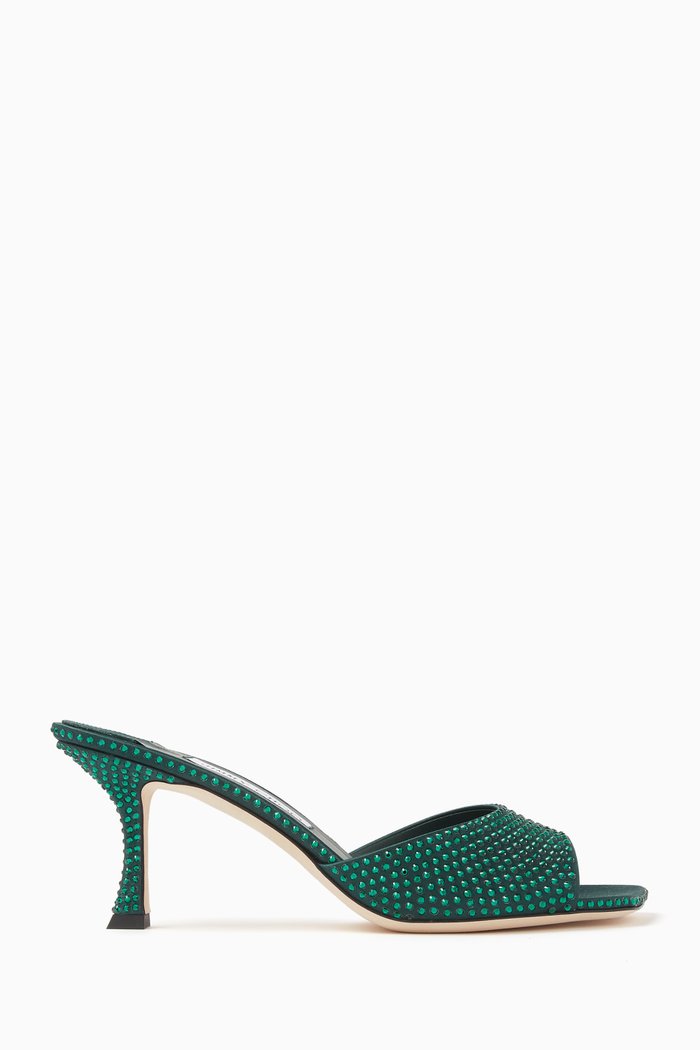 

Val 70 Mules in Crystal & Satin, Green