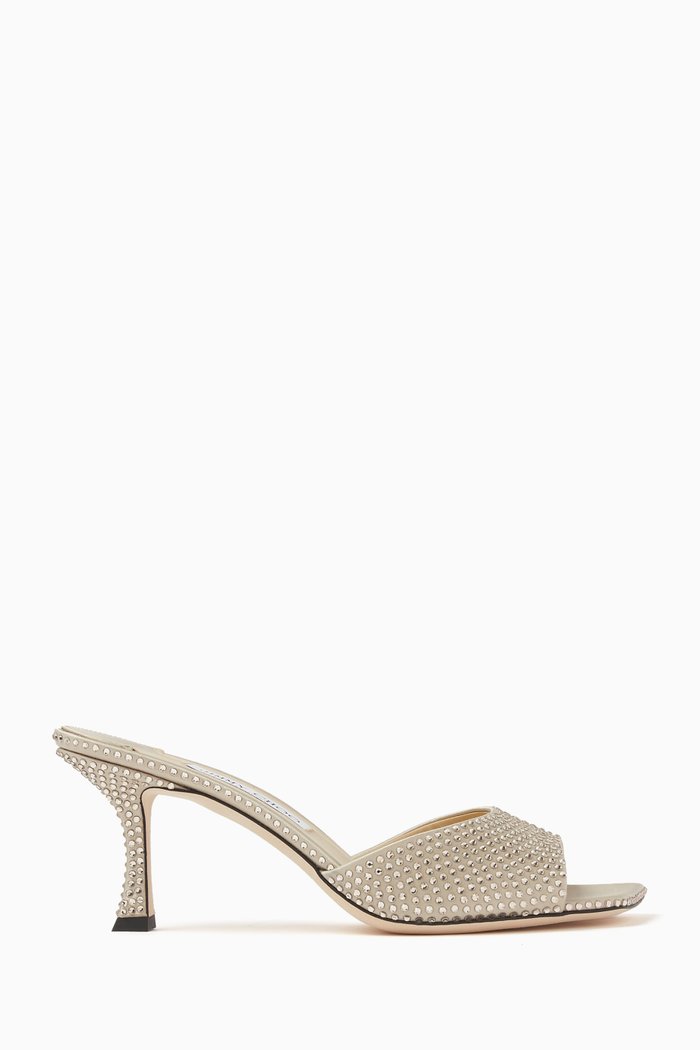 

Val 70 Mules in Crystal & Satin, Silver