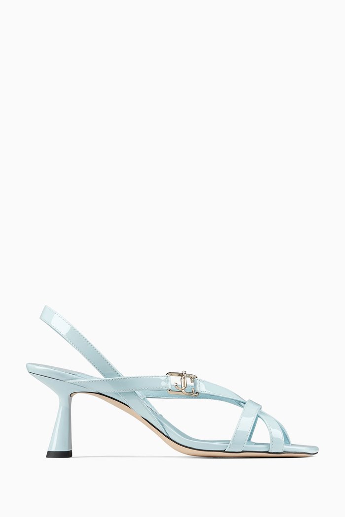 

Jess 65 Sandals in Liquid Metallic Leather, Blue
