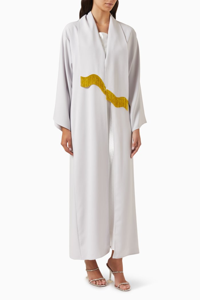 

Embellished Chain Abaya, Grey