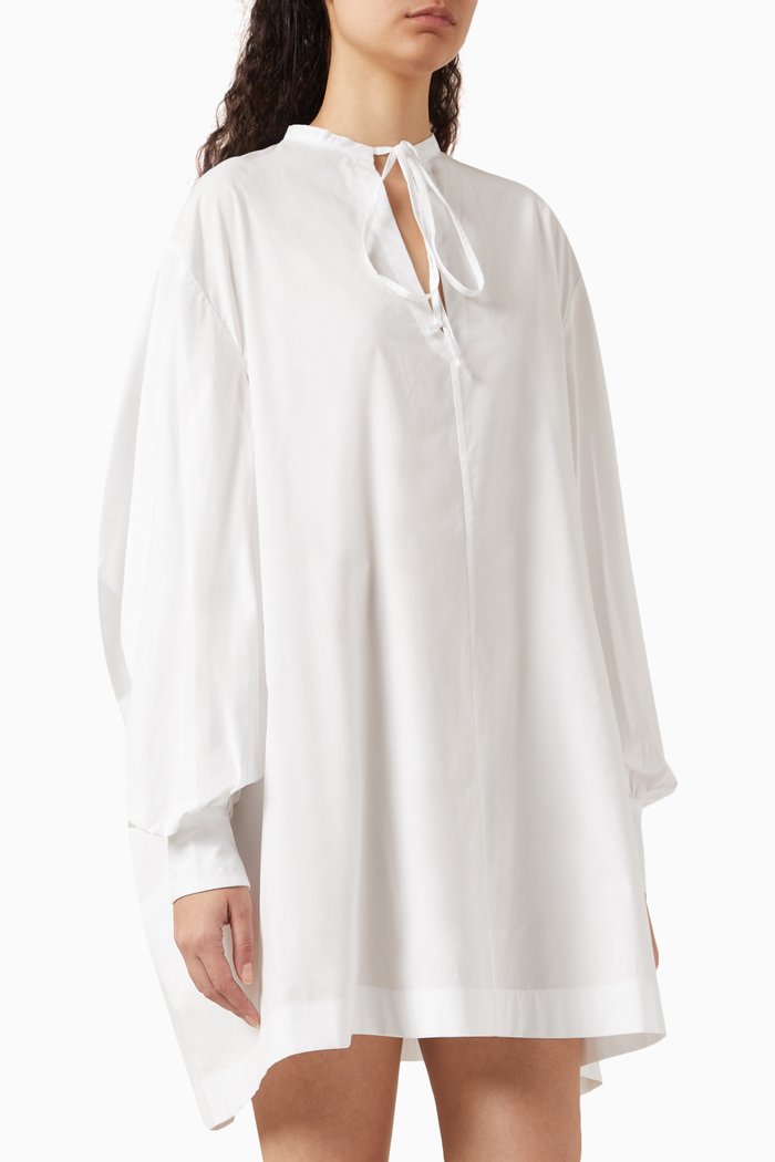 

Bacchus Shirt Mini Dress in Organic Cotton, White