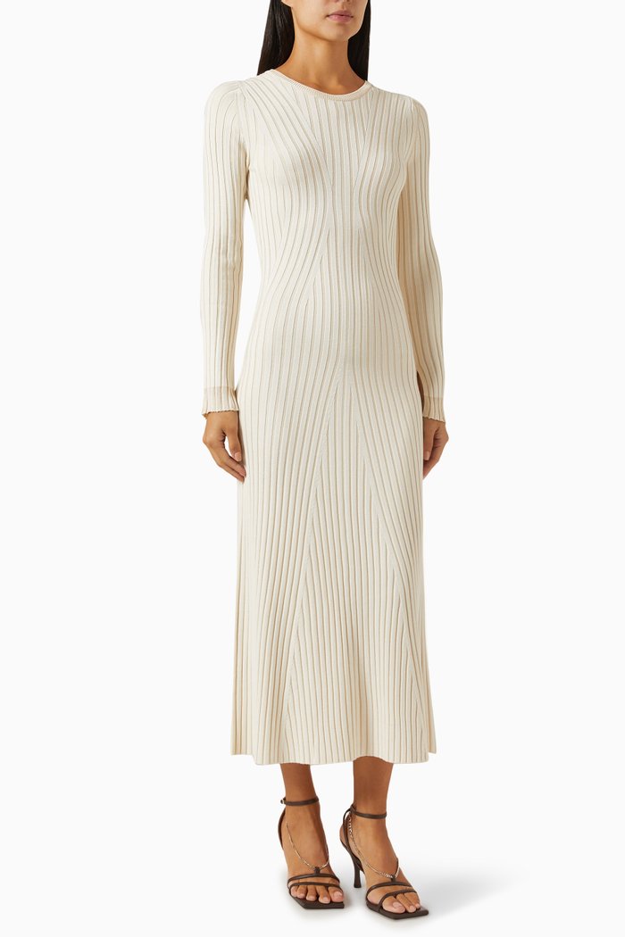 

Marina Rib Dress in Ecovero Viscose, Neutral