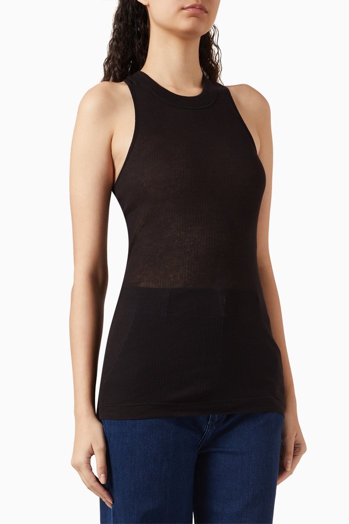 Tyro Tank Top in Ribbed Organic Cotton, Black