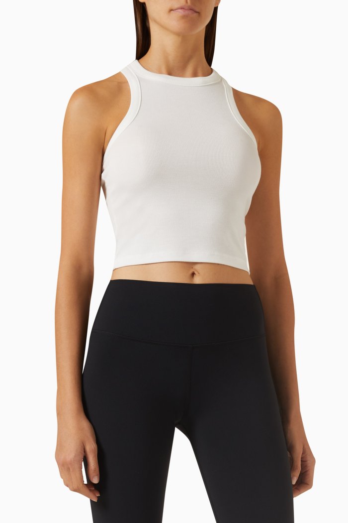 

Kiki Crop Tank Top in Rib-knit, White