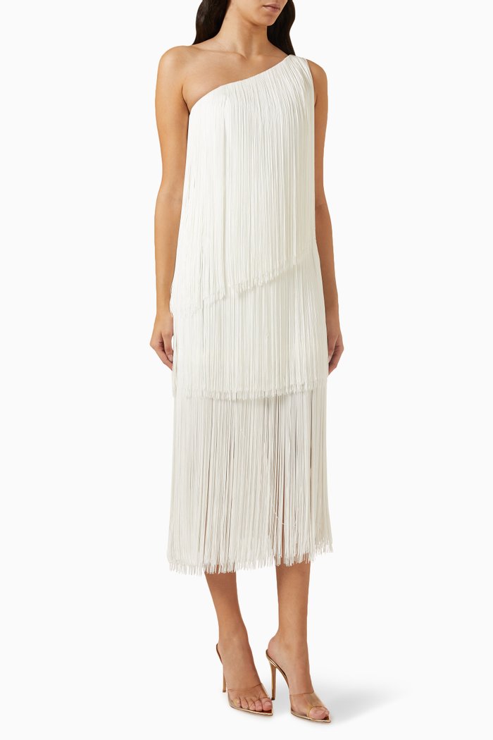 

Cascada Fringed Midi Dress, White