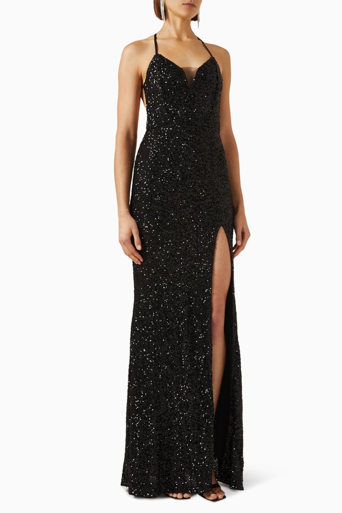 

Ella Sequinned Gown, Black