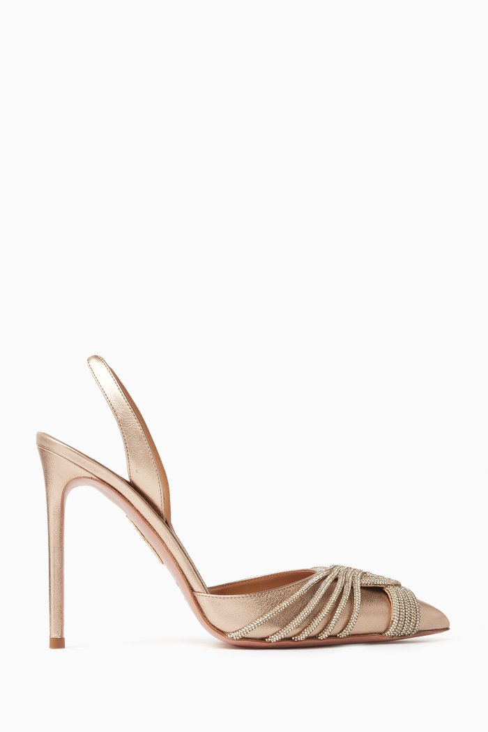 

Gatsby Sling 105 Pumps in Metallic Leather, Gold