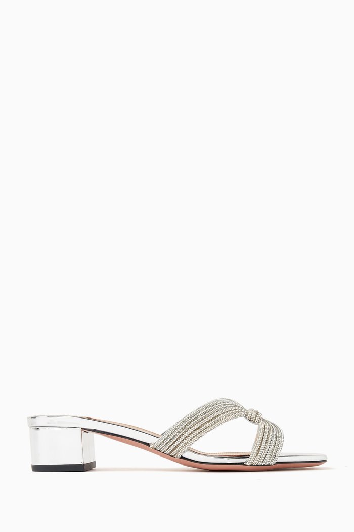 

Crystal Muse 35 Sandals in Metallic Leather, Silver