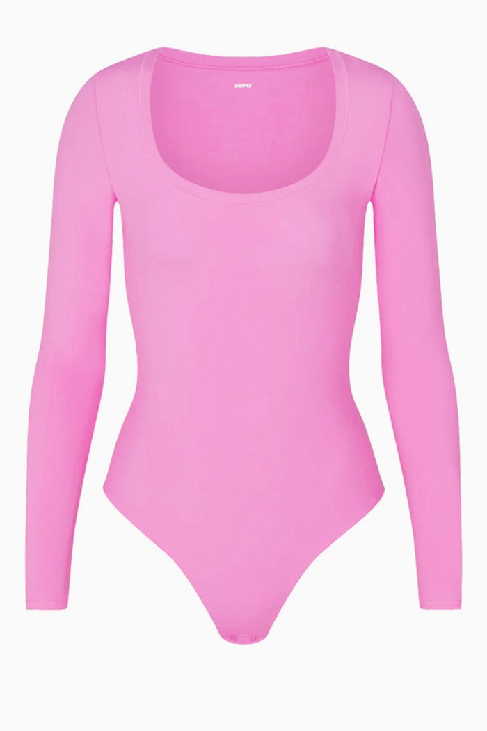 Long Sleeve Scoop Bodysuit, Pink