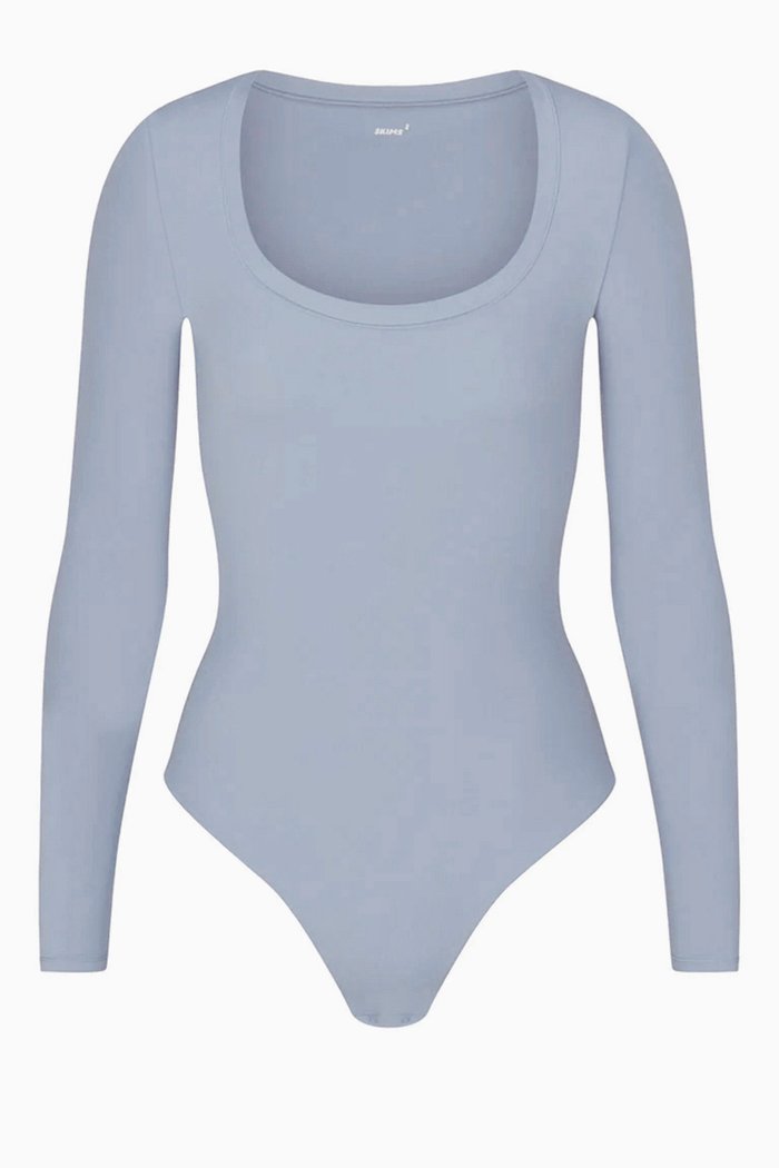 

Long Sleeve Scoop Bodysuit, Grey
