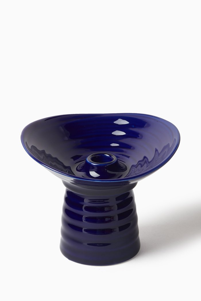 

Mykonos High-rise Candle Holder in Porcelain, Blue