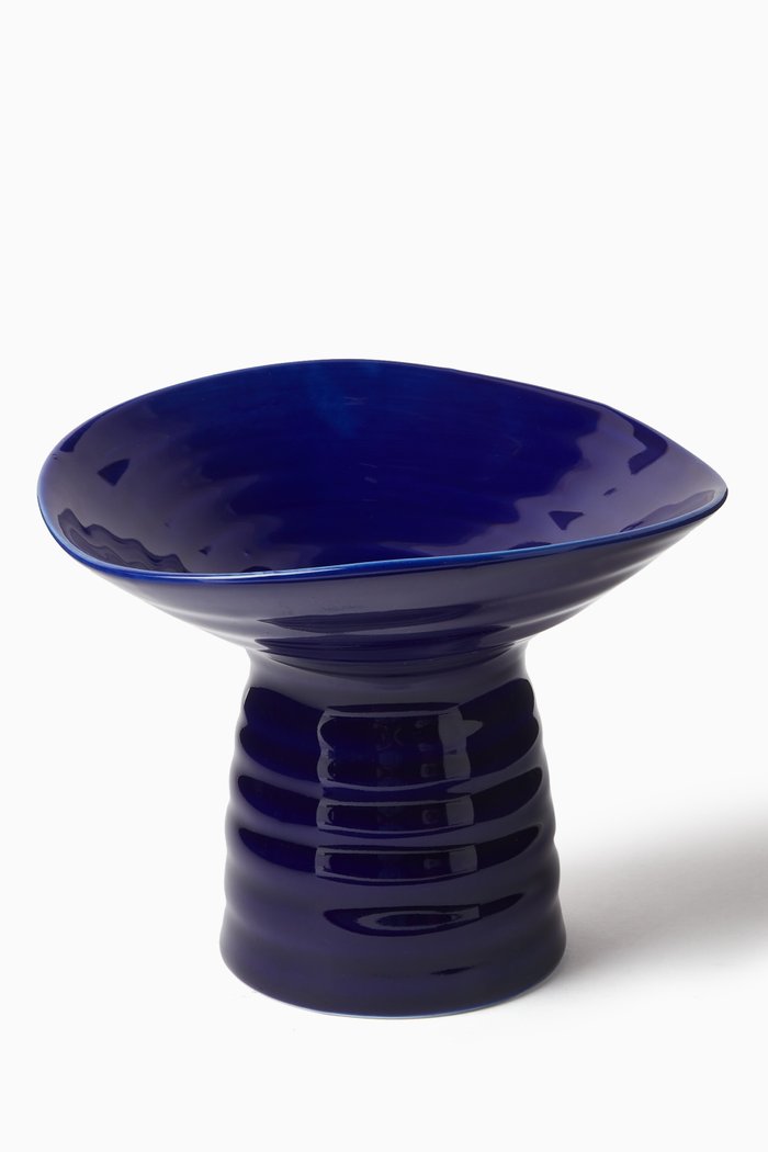 

Mykonos Dessert Holder in Porcelain, Blue