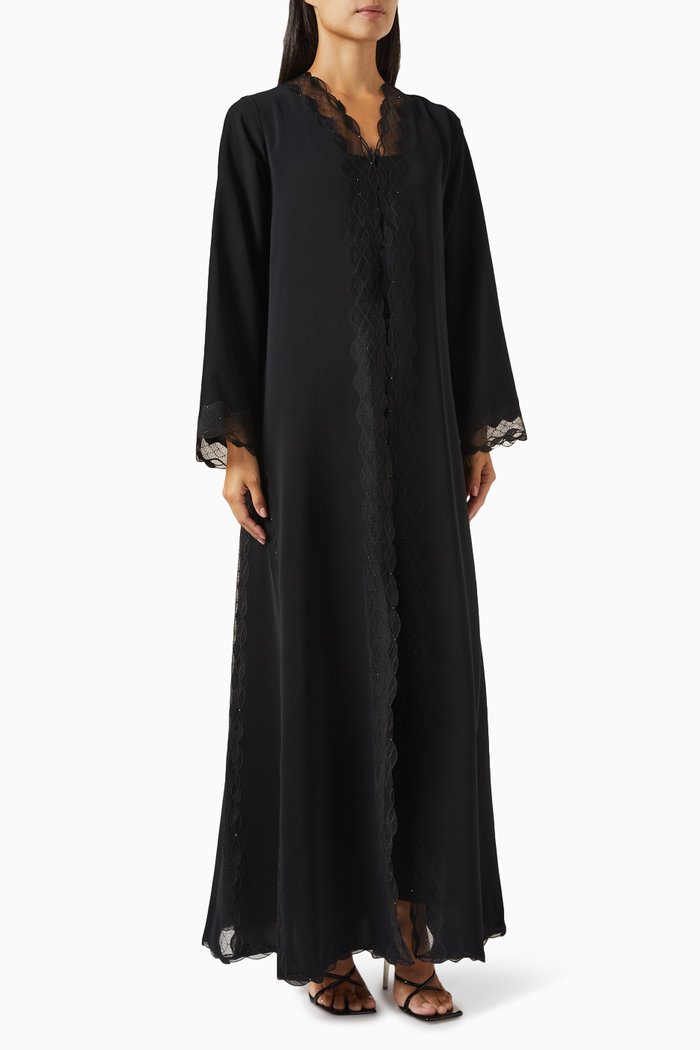 

Layered Abaya in Lace, Black