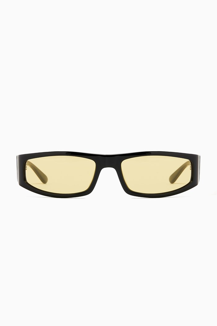 

Techno Rectangular Sunglasses in Acetate, Black