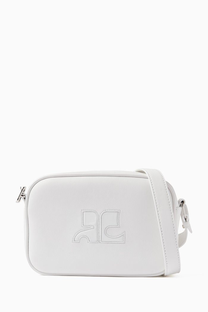 

Reedition Camera Crossbody Bag in Leather, White