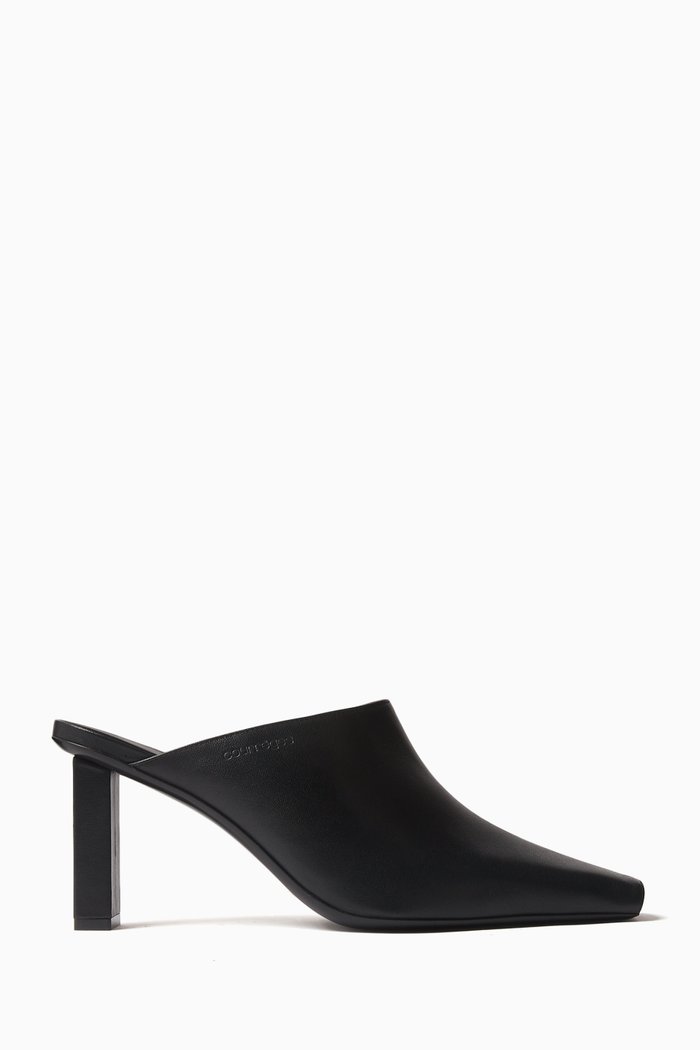 Slip-on Mules in Leather, Black