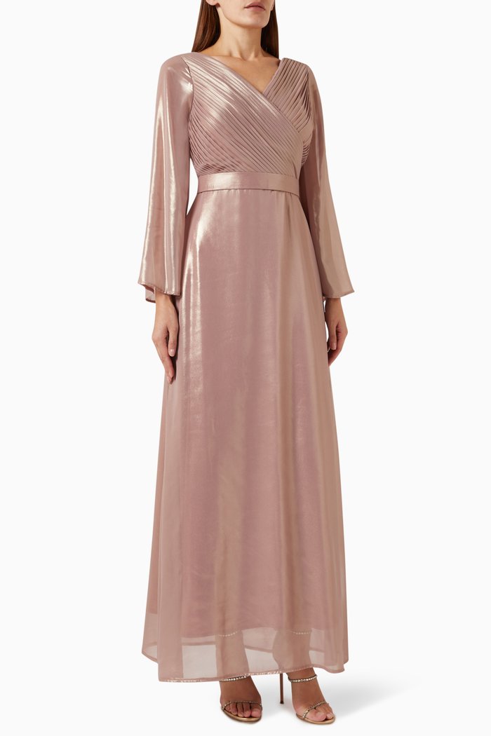 

Draped Belted Maxi Dress, Pink