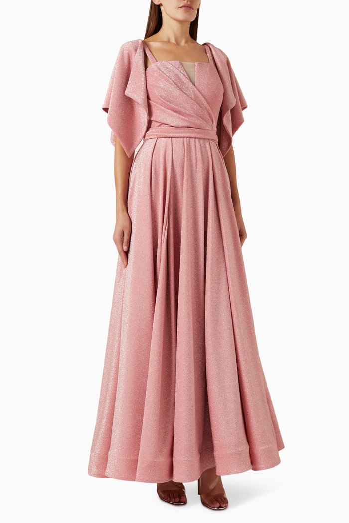 

Belted A-line Maxi Dress, Pink