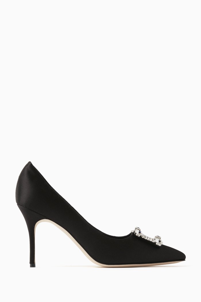 Vitala 90 Embellished Pumps in Satin, Black