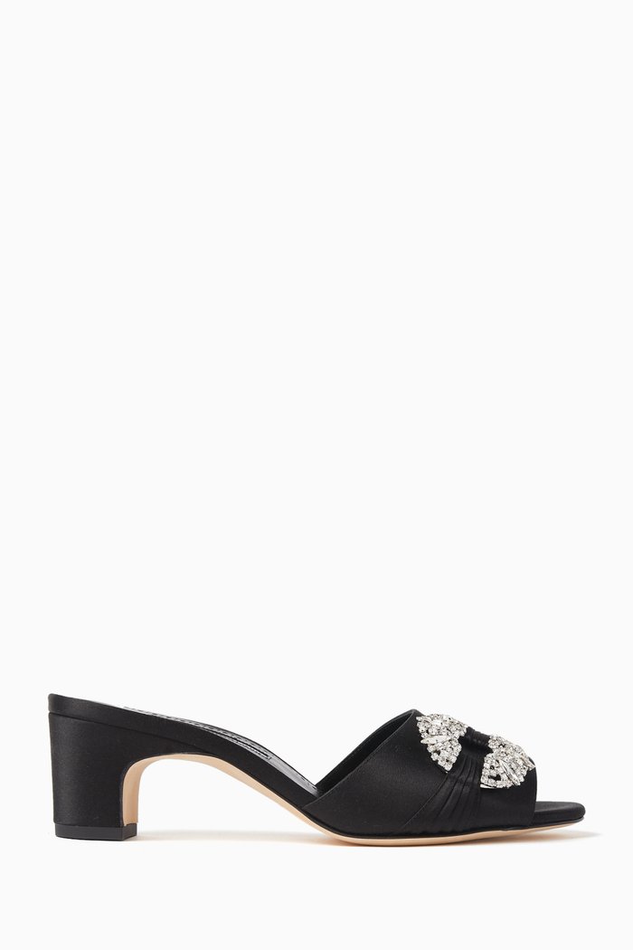 

Prinap 50 Crystal-embellished Mule Sandals in Satin, Black