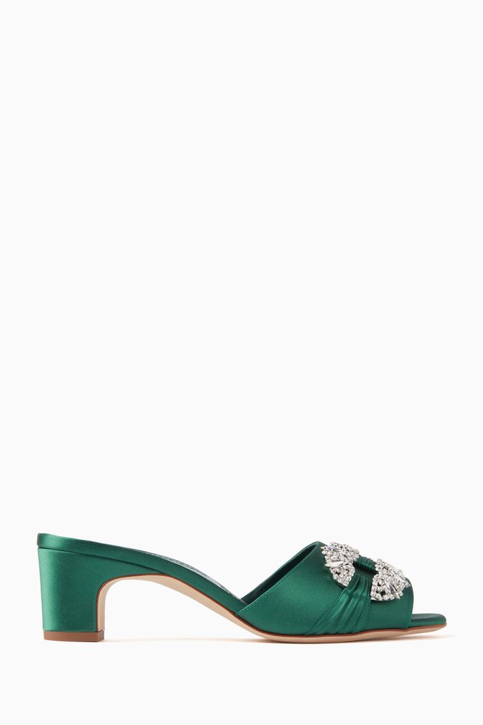 

Prinap 50 Crystal-embellished Mules in Satin, Green