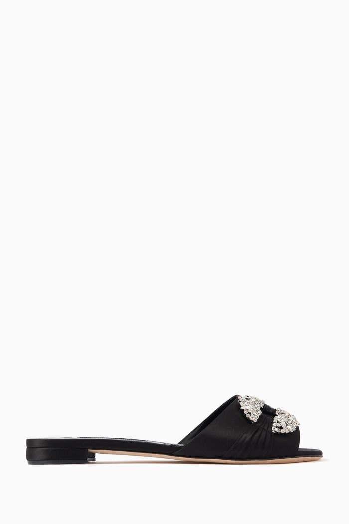 Pralina Crystal-embellished Slides in Satin, Black