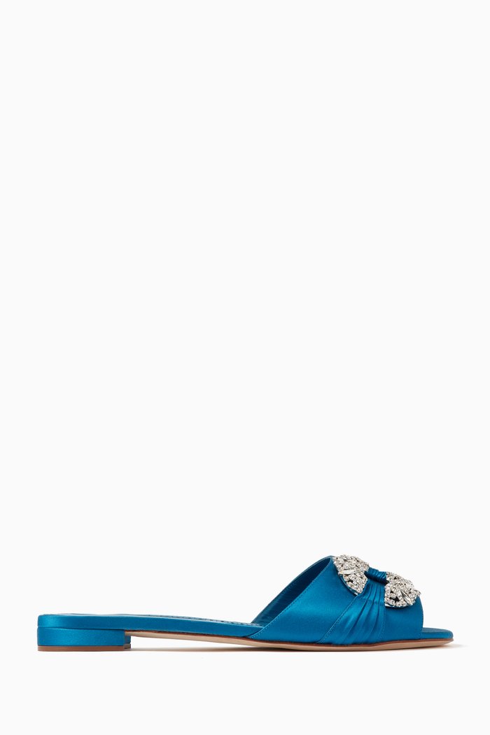 

Pralina Crystal-embellished Slides in Satin, Blue