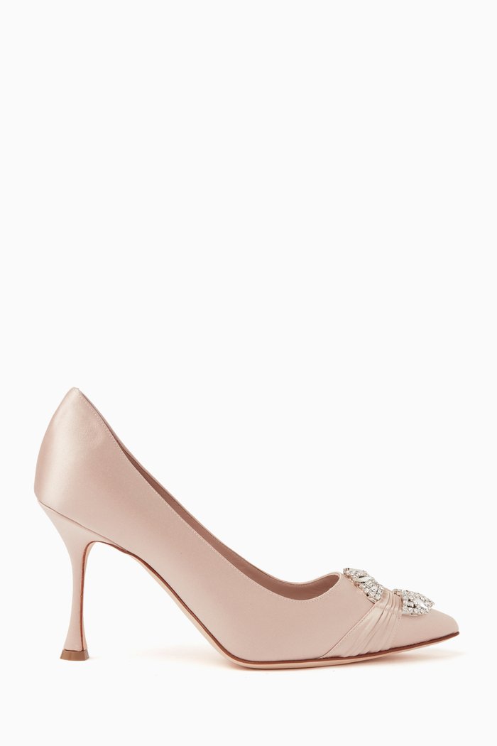 

Maida 90 Embellished Pumps in Satin, Neutral