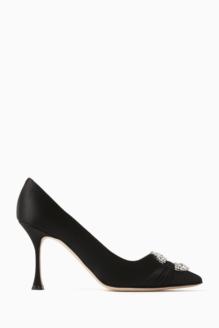 

Maida 90 Embellished Pumps in Satin, Black