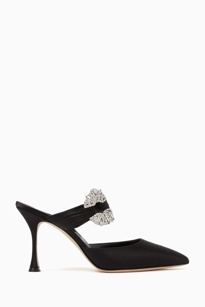 Maidugura 90 Crystal-embellished Mules in Satin, Black