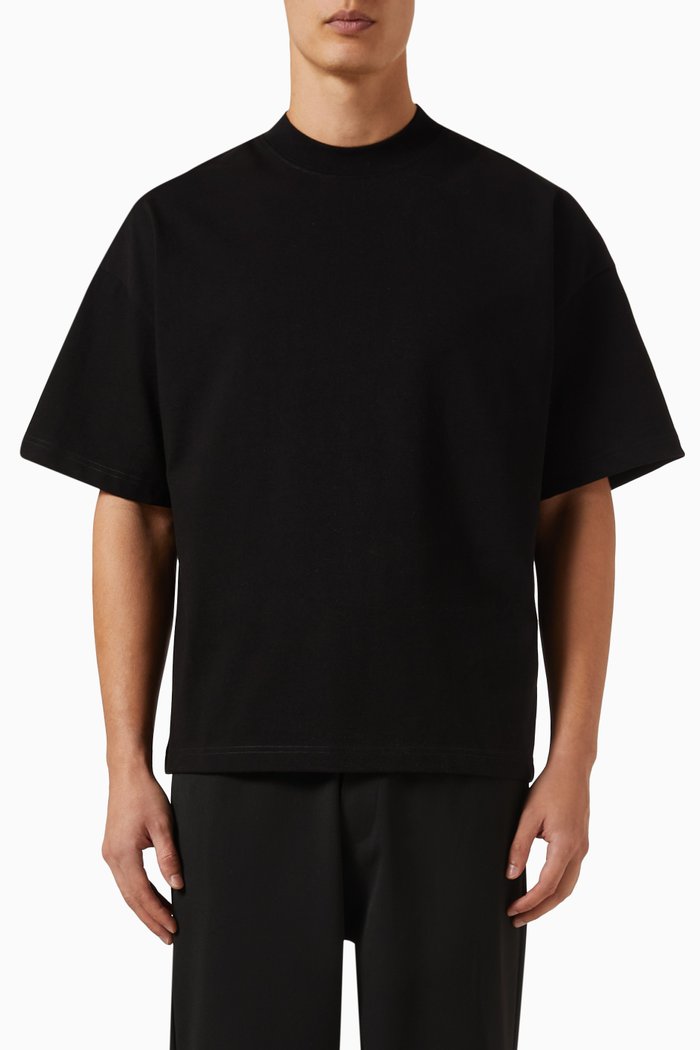 

Block Mock-neck T-shirt in Cotton-jersey, Black