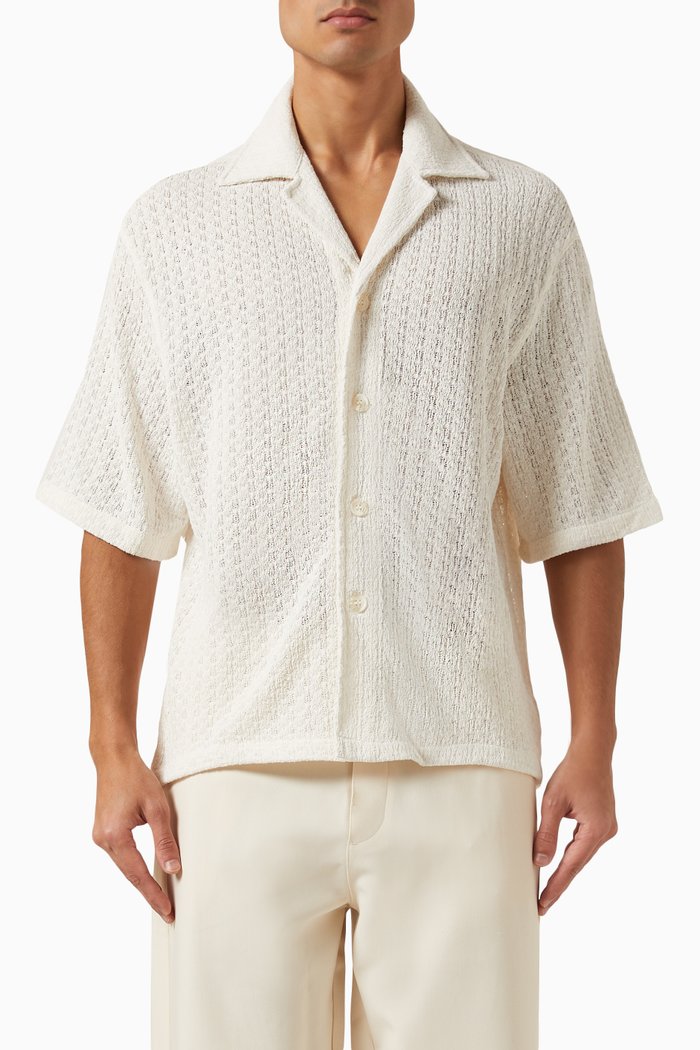 

Knitted Shirt in Cotton-blend, Neutral