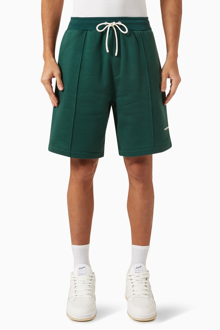 

Pleated Sweatshorts in Loopback Cotton-jersey, Green