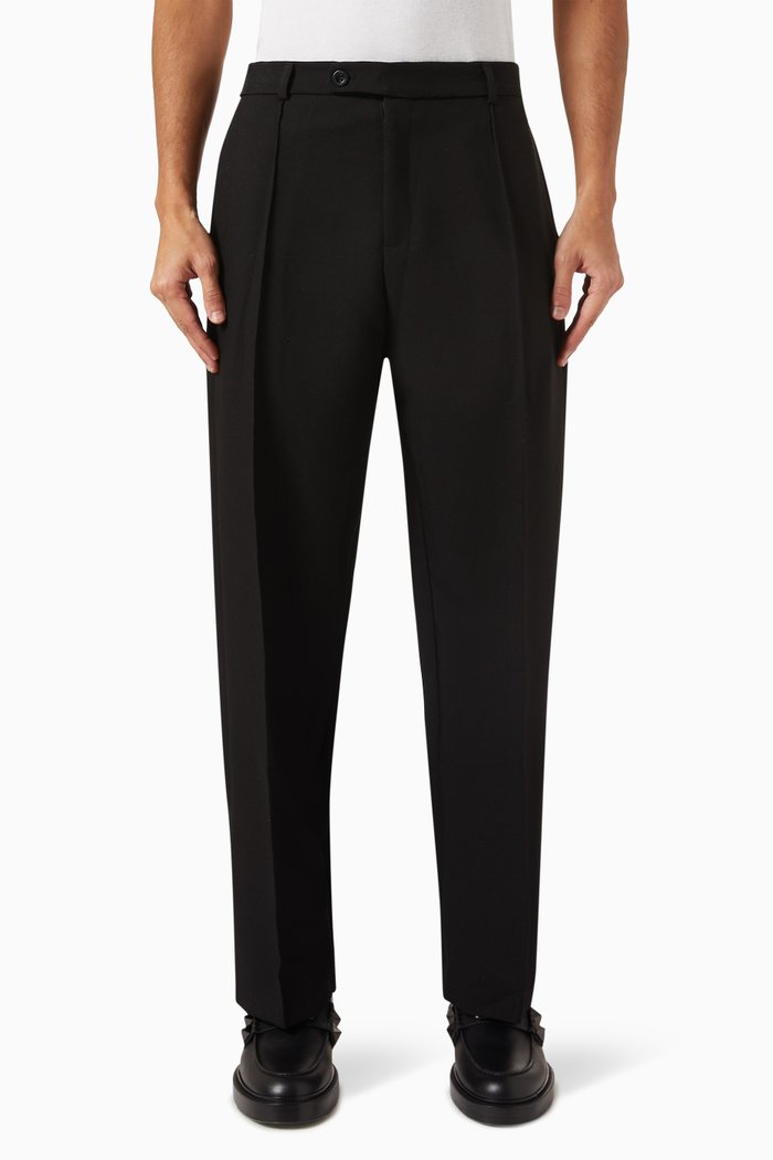 

Pleated Pants in Twill, Black