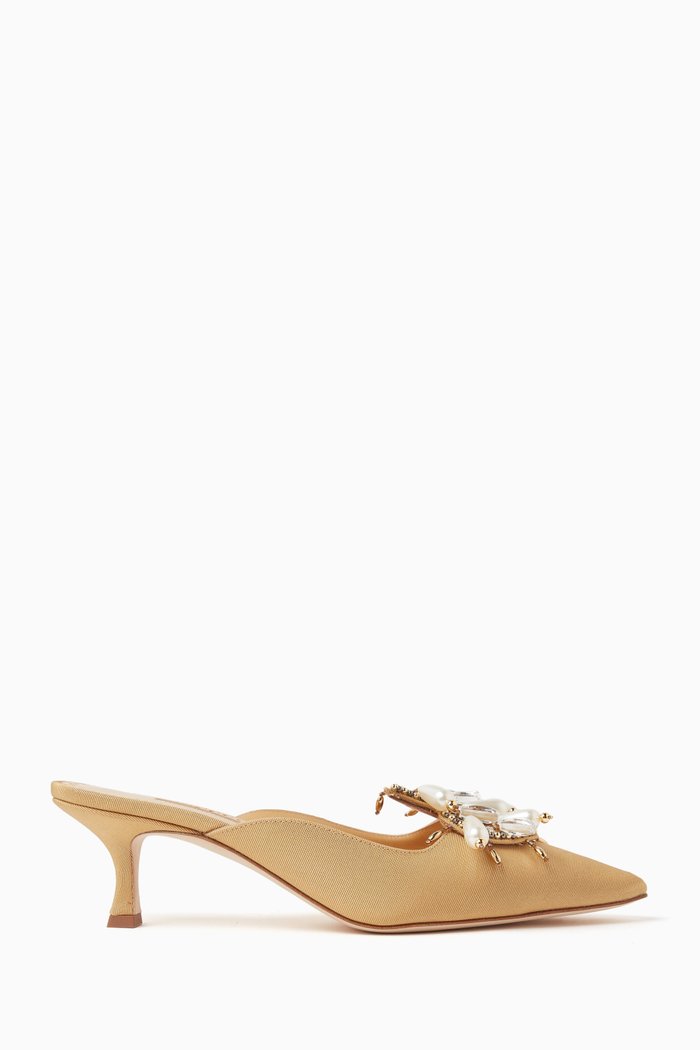 

Orientalia 50 Mules in Grosgrain Fabric, Gold